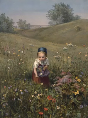 Spring Flowers by Ludwig Knaus Oil Painting