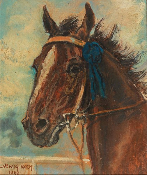 A Winning Horse by Ludwig Koch - Hand-Painted Oil Painting Reproduction