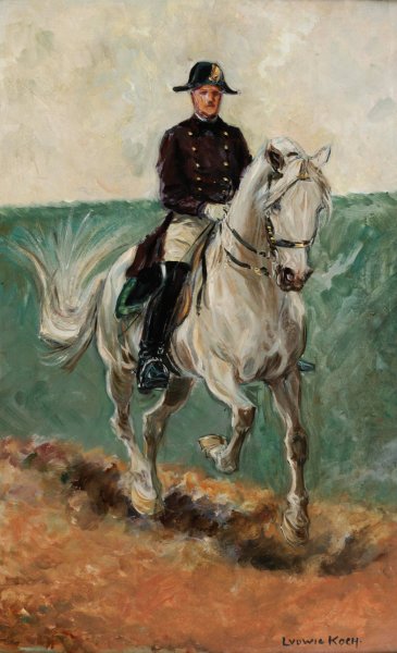 Lipizzaner by Ludwig Koch - Hand-Painted Oil Painting Reproduction