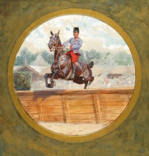 Offiziers-Hurdenrennen in der Freudenau in Wien by Ludwig Koch Oil Painting
