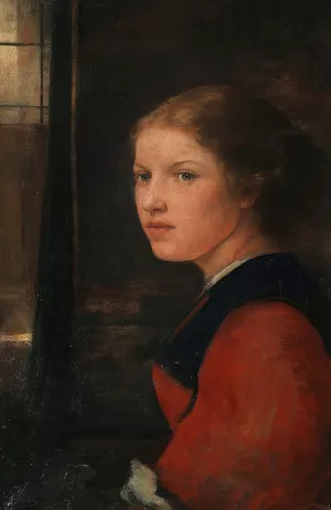 Junges Madchen am Fenster Oil painting by Ludwig Lofftz