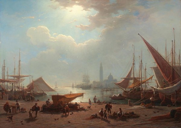 Main Product Photo of Venice, a View of San Giorgio Maggiore from the Piazzetta  Painting by Ludwig Mecklenburg