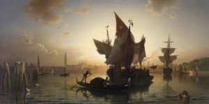 Venedig bei Sonnenuntergang by Ludwig Meixner Oil Painting