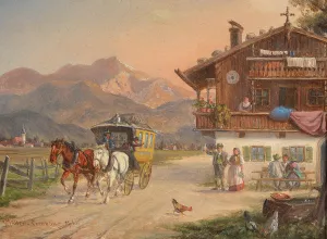 Post Coach Oil painting by Ludwig Muller-Cornelius