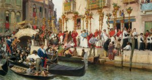 An Der Riva Dei Schiavoni Eine Prozession in Venedig
