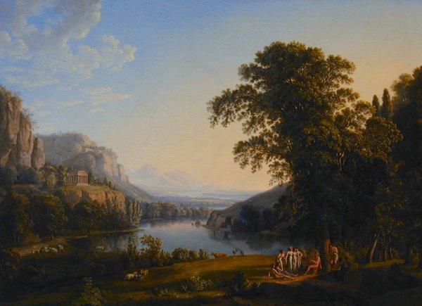 Arcadian Landscape  by Ludwig Philipp Strack - Hand-Painted Oil Painting Reproduction