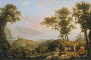 Sudliche Landschaft mit Vesuv by Ludwig Philipp Strack Oil Painting