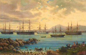 An English Squadron in the Sea of Marmara by Ludwig Rubelli Von Sturmfest Oil Painting