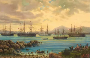 An English Squadron in the Sea of Marmara by Ludwig Rubelli Von Sturmfest Oil Painting