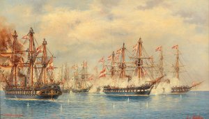 Battle of Helgoland by Ludwig Rubelli Von Sturmfest Oil Painting