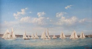 Segelregatta by Ludwig Rubelli Von Sturmfest Oil Painting