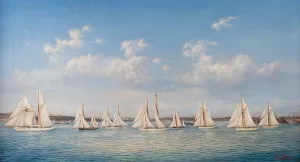 Segelregatta by Ludwig Rubelli Von Sturmfest Oil Painting
