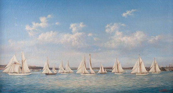Segelregatta  by Ludwig Rubelli Von Sturmfest - Hand-Painted Oil Painting Reproduction