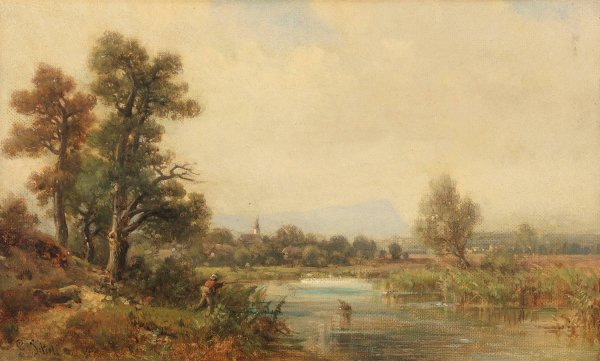 Kleine Fluslandschaft by Ludwig Sckell - Hand-Painted Oil Painting Reproduction