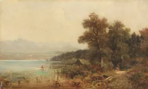 Oberbayrische Seelandschaft by Ludwig Sckell Oil Painting