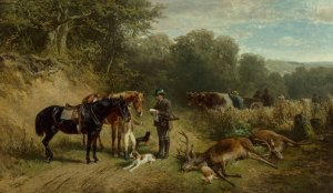 After the hunt by Ludwig Voltz Oil Painting