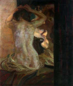 Der Spiegel by Ludwig Von Herterich Oil Painting