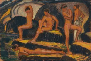 Badende Jungen by Ludwig Von Hofmann Oil Painting
