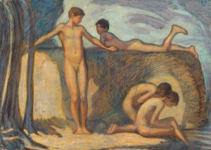 Badende Knaben by Ludwig Von Hofmann Oil Painting