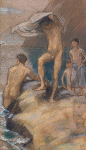 Badende Knaben by Ludwig Von Hofmann Oil Painting