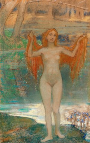 Madchen am Seeufer by Ludwig Von Hofmann Oil Painting