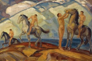 Reiter am Bergsee by Ludwig Von Hofmann Oil Painting