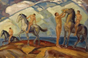 Reiter am Bergsee by Ludwig Von Hofmann Oil Painting