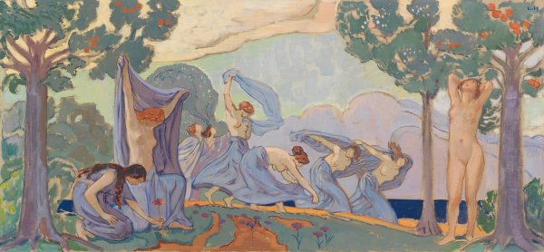 Main Product Photo of Tanzende mit Schleier  Painting by Ludwig Von Hofmann