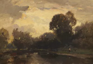 Flusslandschaft Oil painting by Ludwig Willroider