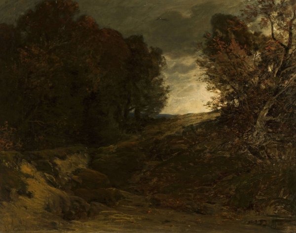 Main Product Photo of Forest landscape with a creek Painting by Ludwig Willroider