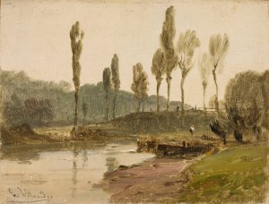 Forest landscape with water by Ludwig Willroider Oil Painting