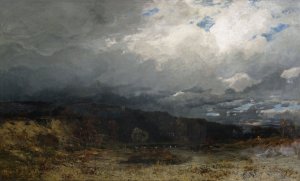 Wolkenverhangene Moorlandschaft im Vorgebirge by Ludwig Willroider Oil Painting