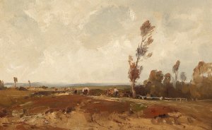 Working in the Fields in Autumn by Ludwig Willroider Oil Painting