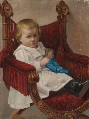 Child in an armchair by Ludwik Lepkowski Oil Painting