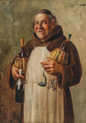 A Cellar Master by Luigi Agretti Oil Painting