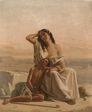 Hagar And Ishmael In The Desert by Luigi Alois Gillarduzzi Oil Painting