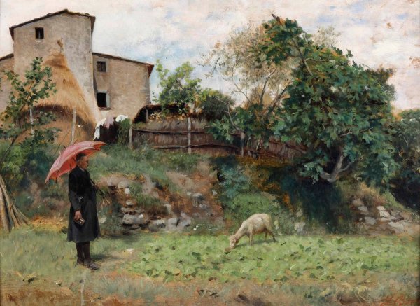 Main Product Photo of Scena campestre Painting by Luigi Bechi