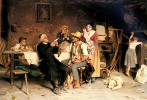 The Letter by Luigi Bechi Oil Painting