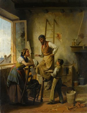 Un Colloquio Di Circostanza by Luigi Bianchi Oil Painting