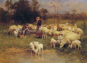 Guarding the Flock painting by Luigi Chialiva