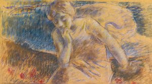 Figura Femminile Nel Prato by Luigi Conconi Oil Painting