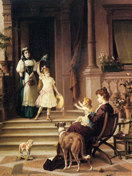 Main Product Photo of Sister's Homecoming Painting by Luigi Crosio