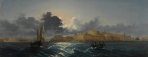 View of Fort Ricasoli, Malta by Luigi Galea Oil Painting