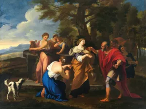 Rebecca at the well by Luigi Garzi Oil Painting
