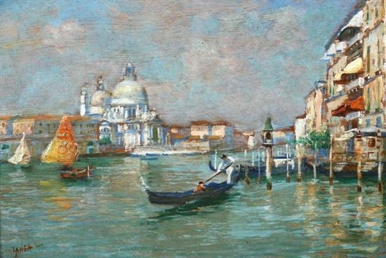 Grand Canal Venice by Luigi Lanza - Hand-Painted Oil Painting Reproduction