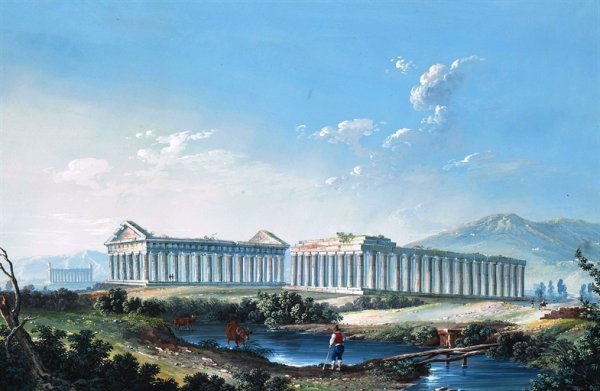 Main Product Photo of The Temples at Paestum Painting by Luigi Lanza