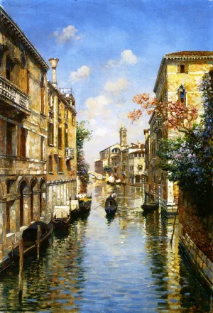 Venetian Canal by Luigi Lanza - Oil Painting Reproduction