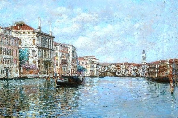 Main Product Photo of View of Venetian Canal Painting by Luigi Lanza