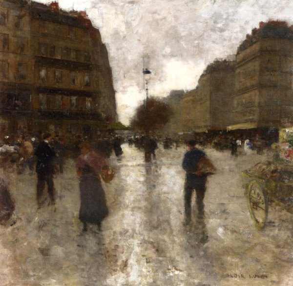 Main Product Photo of A Parisian Street Scene Painting by Luigi Loir