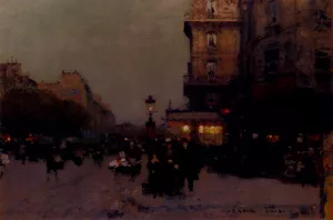 Boulevard Saint Michel Oil painting by Luigi Loir